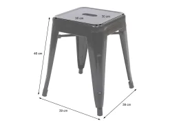 Taburete MCW-A73 (set de 2), negro