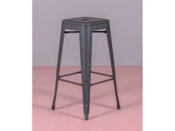 Taburete metálico en acero lacado (76cm) - Bistro - Negro
