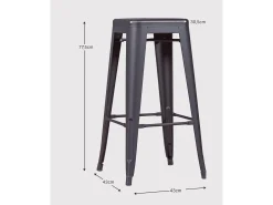 Taburete metálico en acero lacado (76cm) - Bistro - Negro