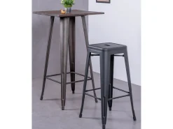 Taburete metálico en acero lacado (76cm) - Bistro - Negro