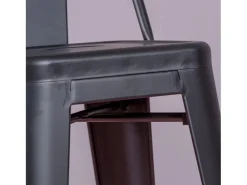 Taburete metálico industrial con respaldo bajo (76cm) - Bistro - Negro