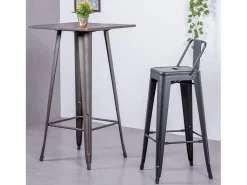 Taburete metálico industrial con respaldo bajo (76cm) - Bistro - Negro