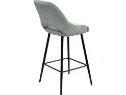Taburete moderno acolchado en terciopelo gris y patas de metal negro Kipale - Juego de 2