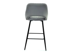 Taburete moderno acolchado en terciopelo gris y patas de metal negro Kipale - Juego de 2