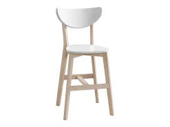 Taburete nórdico blanco y madera 65cm lote de 2 LEENA