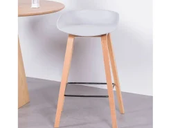 Taburete nórdico con patas de madera de haya (63cm) - Daxer - Gris Claro