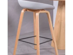 Taburete nórdico con patas de madera de haya (63cm) - Daxer - Gris Claro