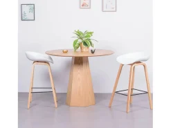 Taburete nórdico con patas de madera de haya (63cm) - Daxer - Blanco
