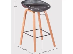 Taburete nórdico con patas de madera de haya (63cm) - Daxer - Blanco