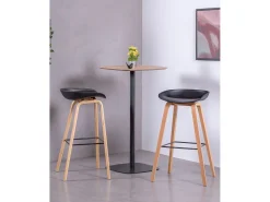 Taburete nórdico con patas de madera de haya (75cm) - Daxer - Negro