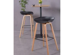 Taburete nórdico con patas de madera de haya (75cm) - Daxer - Negro
