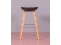 Taburete nórdico con patas de madera de haya (75cm) - Daxer - Negro