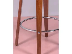 Taburete nórdico en madera de nogal con cojín de polipiel (66cm) - Burrow - Negro