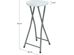 Taburete Plegable Alto Blanco 30x76cm 7house