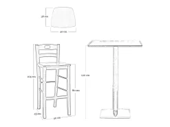 Taburete snack h 80 cm en madera de nogal oscuro con mango y asiento de madera maciza