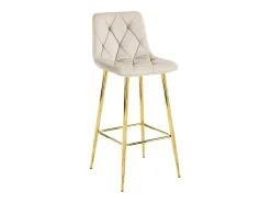Taburete Valora KODA, color beige terciopelo, patas doradas, para cocina (x4)