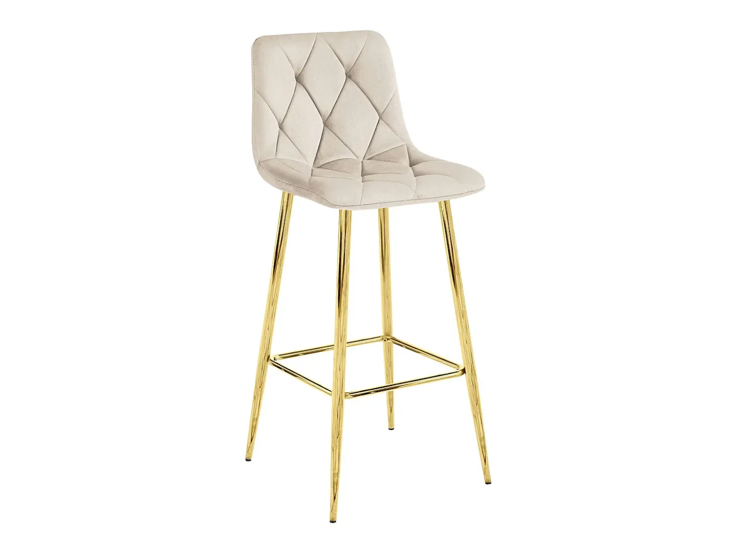 Taburete Valora KODA, color beige terciopelo, patas doradas, para cocina (x4)