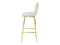 Taburete Valora KODA, color beige terciopelo, patas doradas, para cocina (x4)
