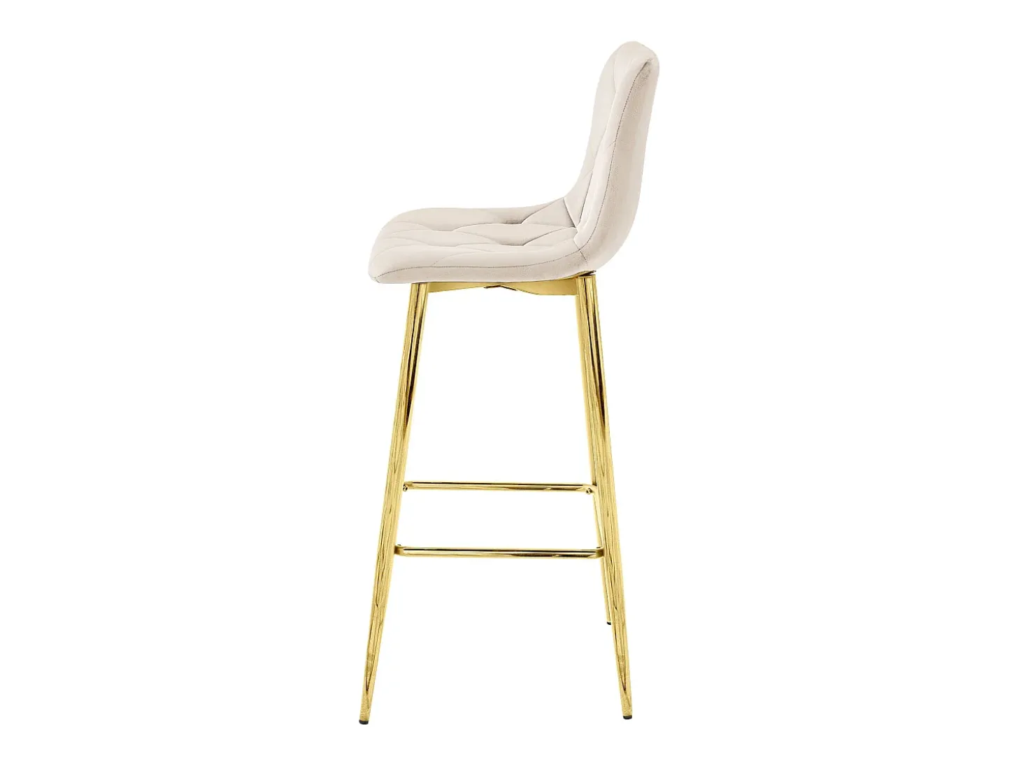 Taburete Valora KODA, color beige terciopelo, patas doradas, para cocina (x4)