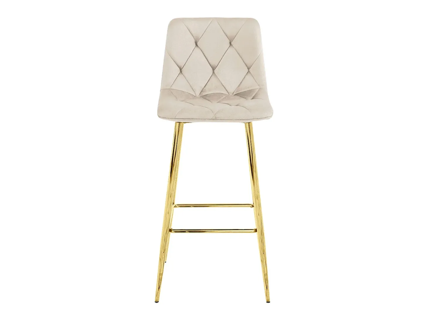 Taburete Valora KODA, color beige terciopelo, patas doradas, para cocina (x4)