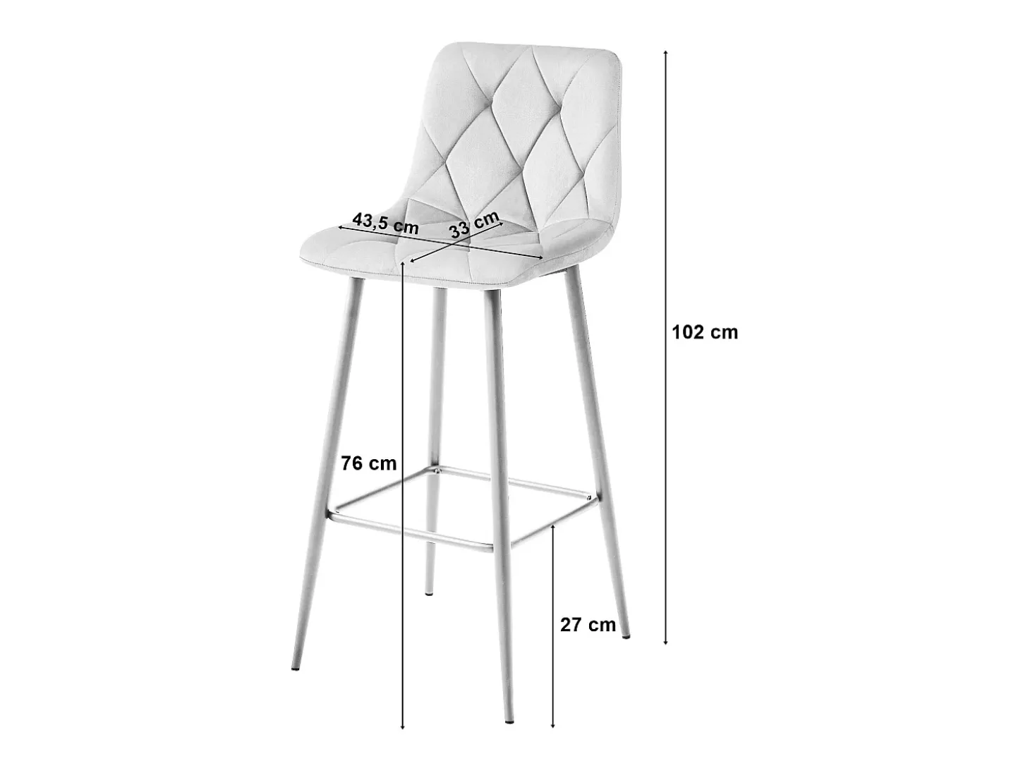 Taburete Valora KODA, color beige terciopelo, patas doradas, para cocina (x4)