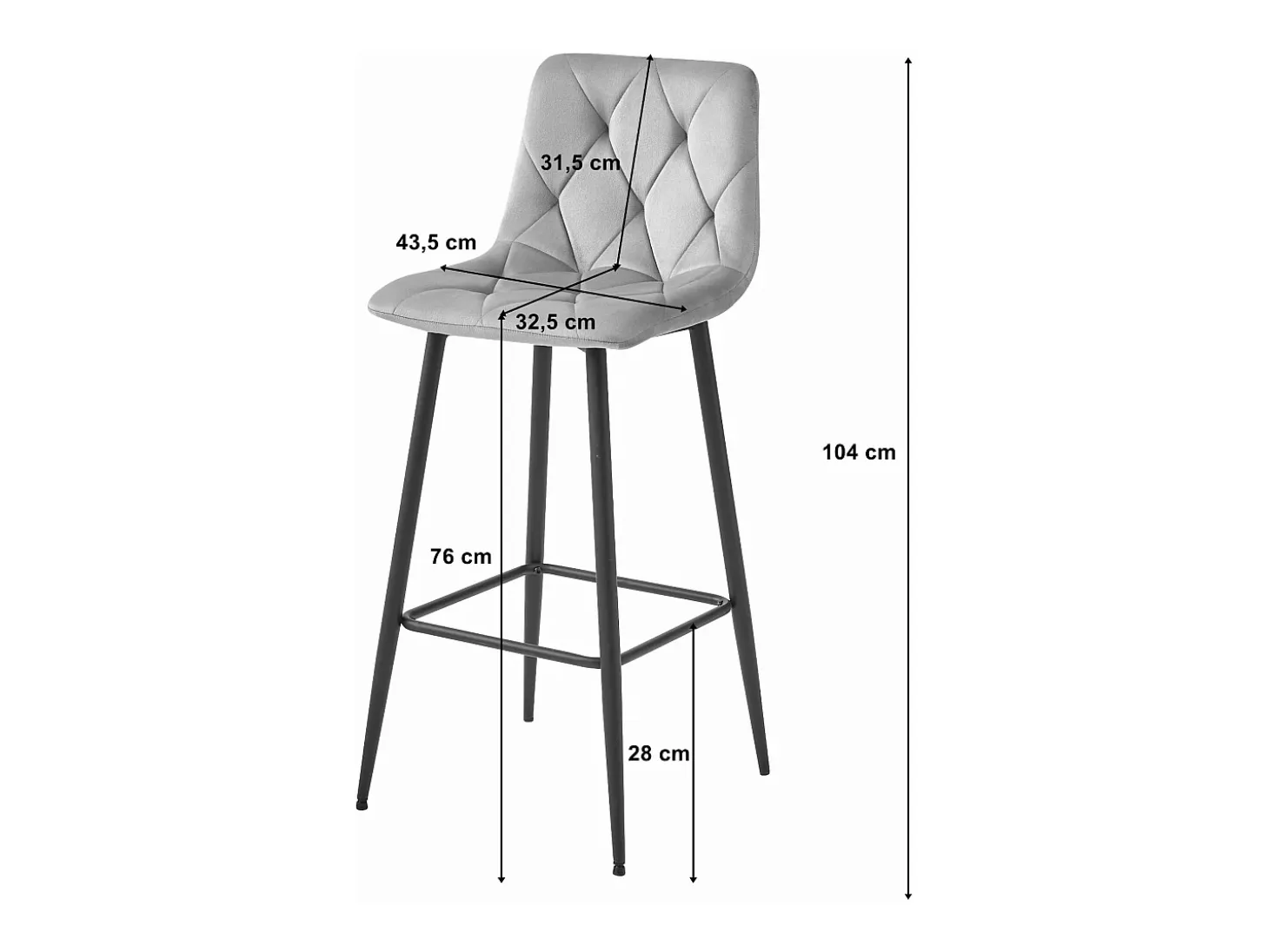 Taburete Valora KODA, terciopelo gris oscuro, patas negras (x2)
