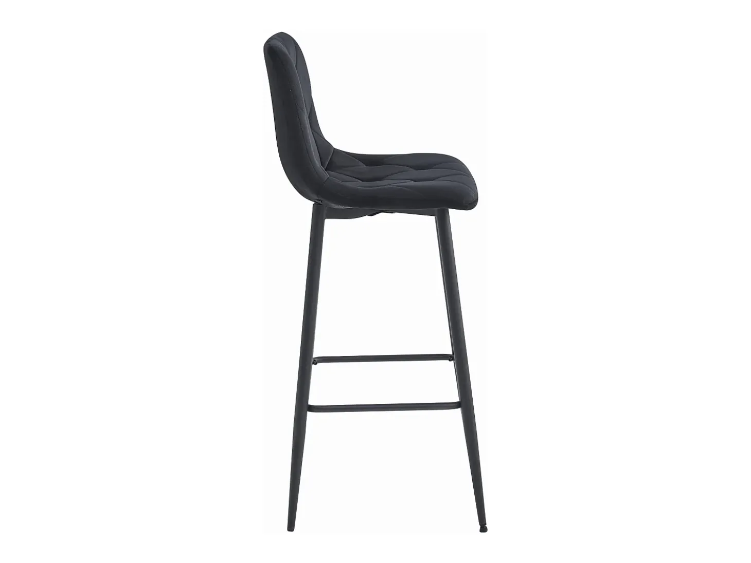 Taburete Valora KODA, terciopelo negro, patas negras (x4)