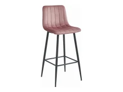 Taburete Valora POZZA de terciopelo rosa oscuro con patas negras para cocina (x3)