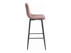 Taburete Valora POZZA de terciopelo rosa oscuro con patas negras para cocina (x2)