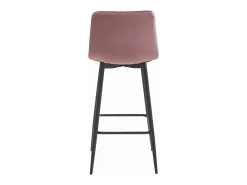 Taburete Valora POZZA de terciopelo rosa oscuro con patas negras para cocina (x2)