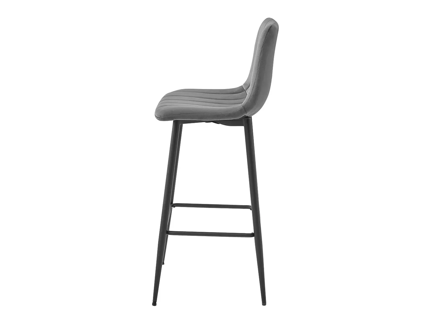 Taburete Valora POZZA de terciopelo gris oscuro con patas negras para cocina (x3)