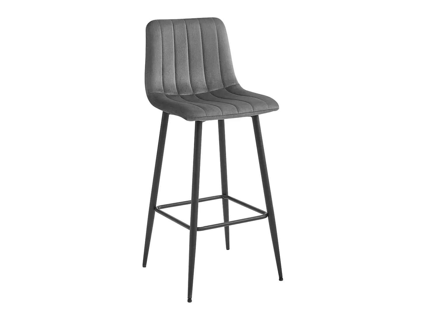 Taburete Valora POZZA de terciopelo gris oscuro con patas negras para cocina (x3)