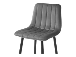 Taburete Valora POZZA de terciopelo gris oscuro con patas negras para cocina (x3)