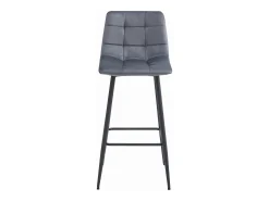 Taburete Valora TEOTO de terciopelo gris oscuro con patas negras para cocina (x4)