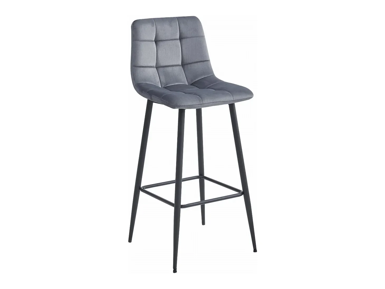 Taburete Valora TEOTO de terciopelo gris oscuro con patas negras para cocina (x4)