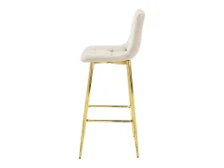 Taburete Valora TEOTO de terciopelo beige con patas doradas para cocina (x2)
