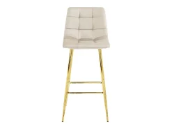 Taburete Valora TEOTO de terciopelo beige con patas doradas para cocina (x2)
