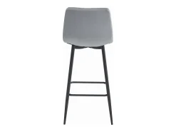 Taburete Valora TEOTO, terciopelo gris plateado, patas negras, para cocina (x2)