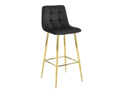 Taburete Valora TEOTO, terciopelo negro, patas doradas (x3)