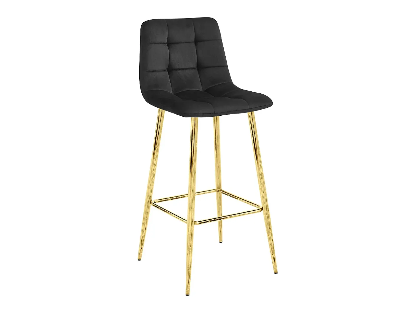 Taburete Valora TEOTO, terciopelo negro, patas doradas (x3)