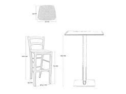Taburete Venecia en madera de nogal oscuro h 73 con asiento de paja