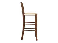 Taburete Venice en madera de nogal oscuro h 73 con asiento acolchado beige/crema
