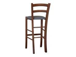 Taburete Venice en madera de nogal oscuro h 73 con asiento acolchado gris/antracita