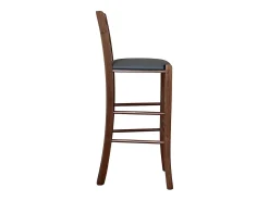 Taburete Venice en madera de nogal oscuro h 73 con asiento acolchado gris/antracita