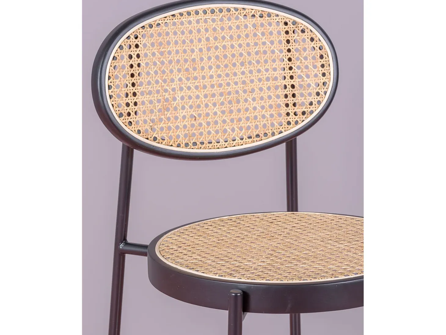 Taburete vintage con diseño clásico en ratán natural (65cm) - North - Negro