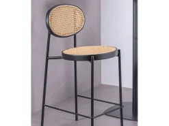 Taburete vintage con diseño clásico en ratán natural (65cm) - North - Negro