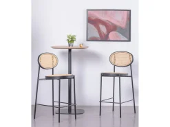 Taburete vintage con diseño clásico en ratán natural (65cm) - North - Negro
