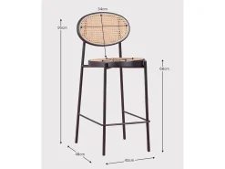 Taburete vintage con diseño clásico en ratán natural (65cm) - North - Negro