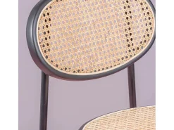 Taburete vintage con diseño clásico en ratán natural - North - Negro