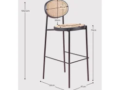Taburete vintage con diseño clásico en ratán natural - North - Negro
